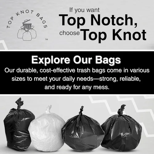 Vista 8 de Top Knot Bags Bolsa de basura de 45 galones, 40 x 48 pulgadas, transparente, 150 unidades, forro para latas de 40 galones, 41 galones, 42 galones