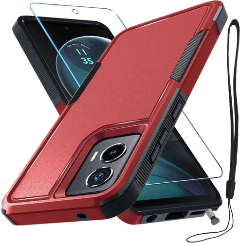 Vista 61 de Funda compatible con Moto G 5G 2024, cuerpo completo, resistente, resistente, a prueba de golpes, con correa de cordón, protector de pantalla