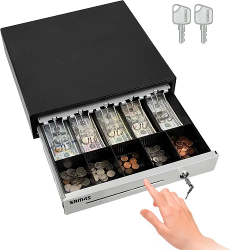 Vista 7 de SAM4s - Cajón de efectivo POS de 16 pulgadas, negro, control de llaves, metal, portátil