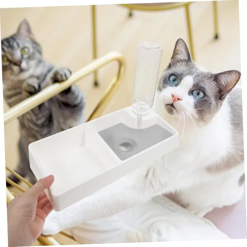 Vista 5 de Dispensador de agua de doble tazón para gatos y perros, alimentador automático para mascotas, botella de hidratación