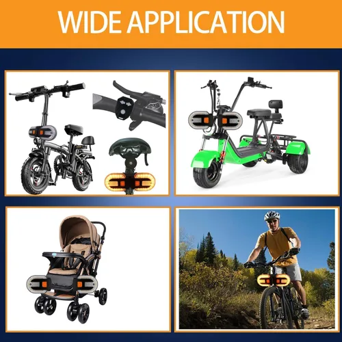 Vista 4 de Señales de giro para bicicleta, intermitentes para bicicleta eléctrica con bocina, luz trasera de bicicleta, 5 modos, impermeable, estroboscópica