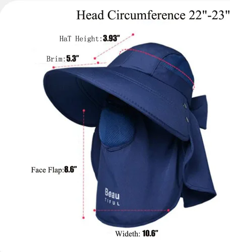 Vista 6 de KORADI Sombreros de pesca solar para mujer, ala ancha, protección UV, plegable, sombrero de verano con solapa desmontable