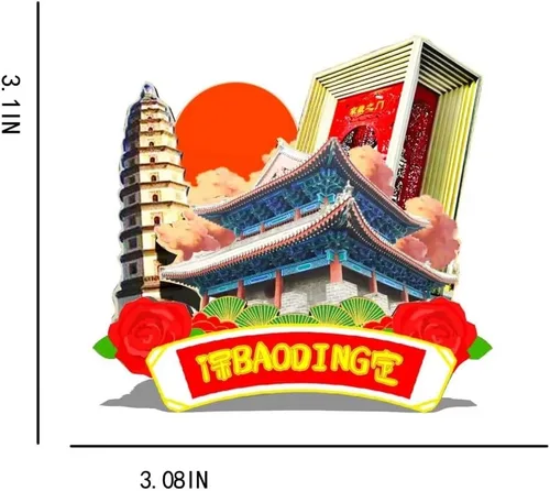 Vista 3 de China Baoding imán de nevera de madera 3D monumentos de viaje coleccionables recuerdos decoración hecha a mano -518