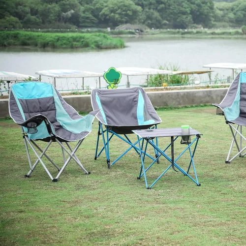 Vista 7 de SUNNYFEEL Silla de campamento acolchada XL de gran tamaño, sillas de campamento plegables resistentes con portavasos y bolsa de transporte, sillas