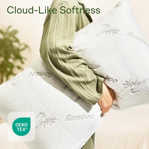 Vista 3 de Protectores de almohada tipo nube con cremallera, tamaño estándar, fundas de almohada transpirables y refrescantes para personas que duermen