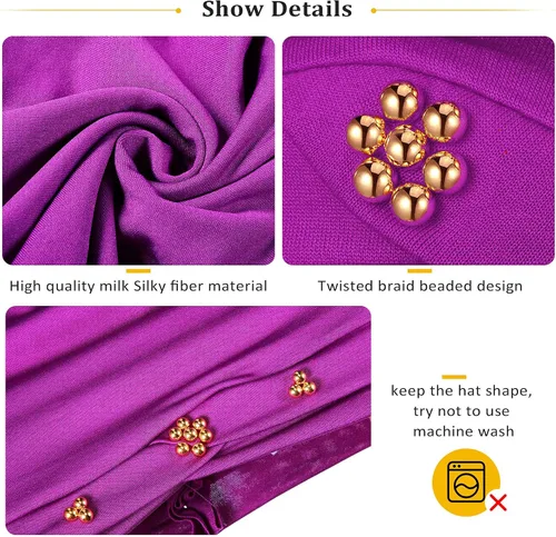 Vista 3 de 6 Pieces African Women Turban Cap Headscarf Beanie Twisted Braid Wrap Headwrap