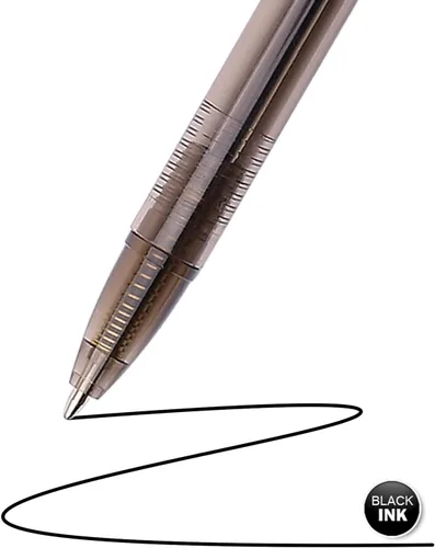 Vista 4 de Paquete de 60 bolígrafos negros a granel – Bolígrafos negros de 0.039 in de escritura suave con barril translúcido, bolígrafos confiables a granel