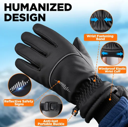 Vista 5 de rivmount Guantes de invierno para mujeres y hombres, guantes térmicos de esquí para clima frío con cálidos, impermeables, pantalla táctil