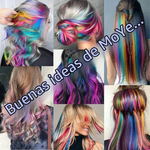 Vista 6 de 20 extensiones de cabello con clip de colores para niñas, extensiones de cabello arcoíris multicolor de 20 pulgadas, reflejos instantáneos, piezas A