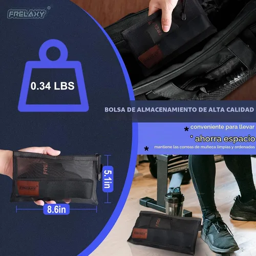 Vista 6 de Frelaxy Correas de muñeca de levantamiento de pesas para mujeres y hombres, agarres de levantamiento de pesas con bucle de muñeca, cuero de doble