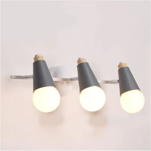 Vista 6 de Lámpara de pared nórdica de 3 cabezas, apliques de pared de macarrón ajustables, apliques de pared con botón enchufable, 3 luces, interruptor