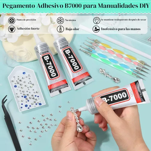 Vista 2 de B7000 Pegamento Transparente con Punta de Precisión, B-7000 Pegamento Adhesivo para Cuentas de Joyería de Viscosidad Media con Lápices Punteadores