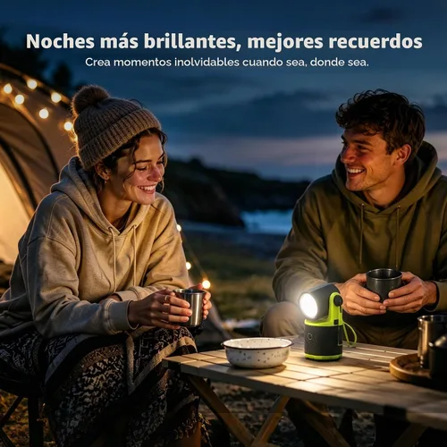 Vista 4 de CLAKAP Linterna LED para campamento, linterna recargable de 3000 lúmenes, linterna giratoria de 180°, luz de campamento portátil con cargador