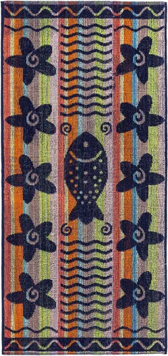 Vista 4 de Ipanema - Toalla de playa de viaje jacquard de rizo de 30 x 60 pulgadas, diseños surtidos, delfín, conchas marinas, peces, vela, 100% algodón