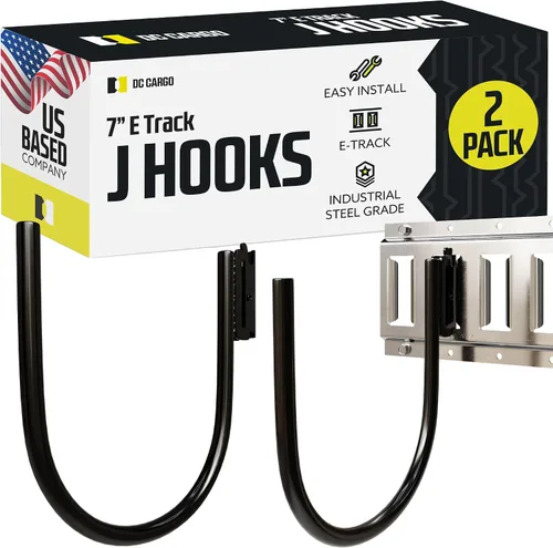Vista 18 de DC Cargo - Ganchos J de pista E (5,08 cm - Paquete de 4) - Accesorios verticales de pista E - Ganchos para colgar para su sistema de riel de pista E