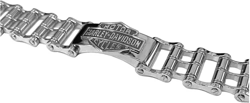 Vista 2 de Harley-Davidson Mens Bar & Shield Emblem Bike Chain Steel Bracelet HSB0146