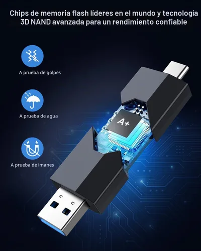 Vista 3 de RAOYI Paquete de 5 unidades de memoria USB C de 64 GB 2 en 1 tipo C + USB 3.0 Dual OTG retráctil tipo C para iPhone 17/16/15 iPad Pro Android 5