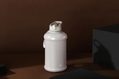 Vista 3 de H2O Capsule INSPO Botella de agua de medio galón con marcador de tiempo y popote. Motivacional seguidor de hidratación. Jarra grande sin BPA, segura
