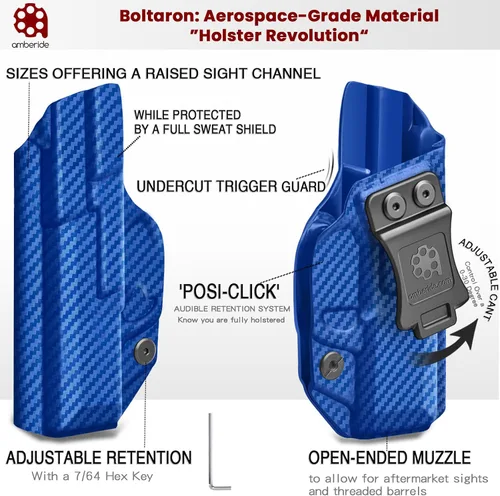 Vista 4 de Amberide IWB Kydex Holster for Smith & Wesson Bodyguard 380 Auto, Concealed Carry, No Optic/No Laser, Adjustable Cant, Posi-Click Retention, Made in