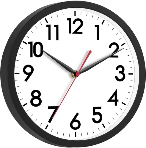 Vista 18 de AKCISOT 8 Inch Wall Clock, Silent Battery Operated Analog Clock, Black