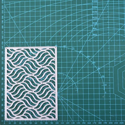Vista 9 de Matrices de metal con marco rectangular ondulado, fondo de marco rectangular de onda hueca, plantillas de corte de boda para álbumes de recortes