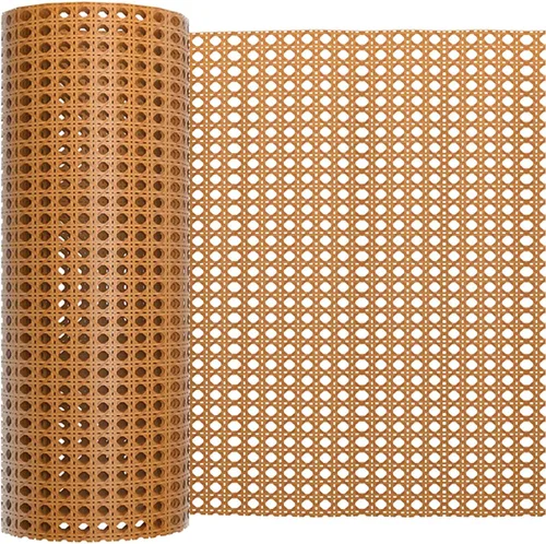 Vista 6 de Cincha de caña de ratán de plástico de 16 pulgadas x 6.5 pies, rollo de red de malla abierta tejida para proyectos de decoración de muebles