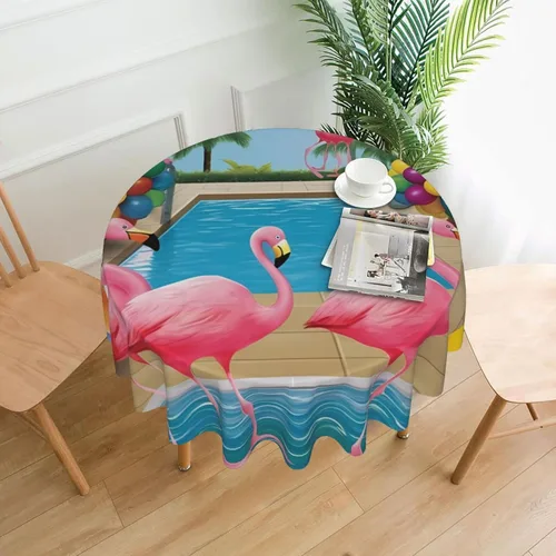 Vista 12 de Mantel redondo de 60 pulgadas impermeable con estampado de bulldogs ingleses, mantel circular para cocina, comedor, arrugas, mantel redondo