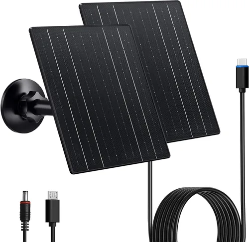 Vista 12 de Zivif Panel solar para cámara de seguridad al aire libre, cargador solar USB C de 10 W compatible con cámara recargable de 5 V, montaje ajustable