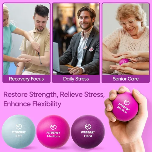 Vista 5 de FitBeast Grip Strength Trainer – 6 Pieces Hand Therapy Kit with Finger Extension Exerciser & Stress Balls for Adults, Rehab & Strength Training