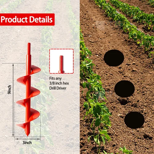Vista 2 de Broca de taladro de 12.0 in x 3.0 in, taladro hexagonal de 3/8 pulgadas para plantas de jardín, bulbo para cama de flores, taladro para plantación