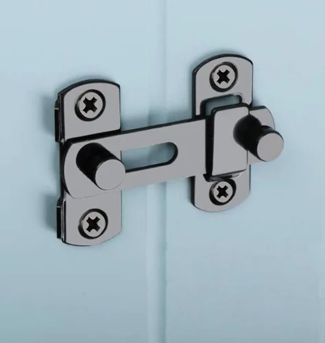 Vista 5 de YUM - Paquete de 2 pernos pequeños de acero inoxidable para puerta de seguridad, pestillo de soporte (negro)
