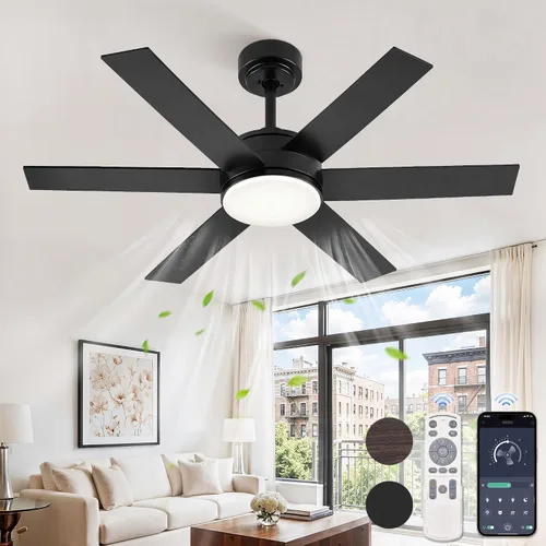 Vista 12 de Fanbulous Ventiladores de techo de 56 pulgadas con luces y control remoto, 6 aspas reversibles, regulables, 3000K-6000K ajustables, ventiladores