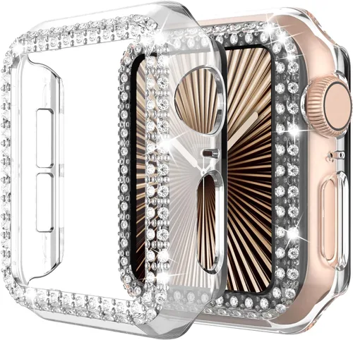 Vista 22 de Adepoy - Funda Compatible para Apple Watch de 1.496 Pulgadas Serie 3/2/1, con Brillantes, Funda Protectora con Marco de Pantalla para Mujer, Niña