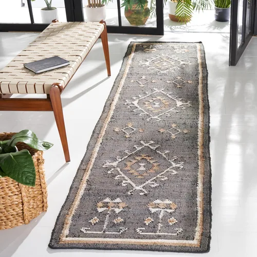 Vista 22 de SAFAVIEH Kilim Collection - Alfombra decorativa de 2 x 3 pies, color negro y marfil, yute de tejido plano hecho a mano, ideal para zonas de alto