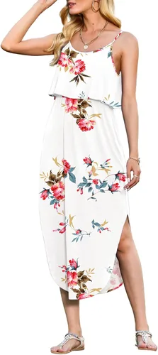 Vista 21 de LILBETTER Vestido midi de playa casual de verano para mujer con tiras ajustables y divididas 01 Negro