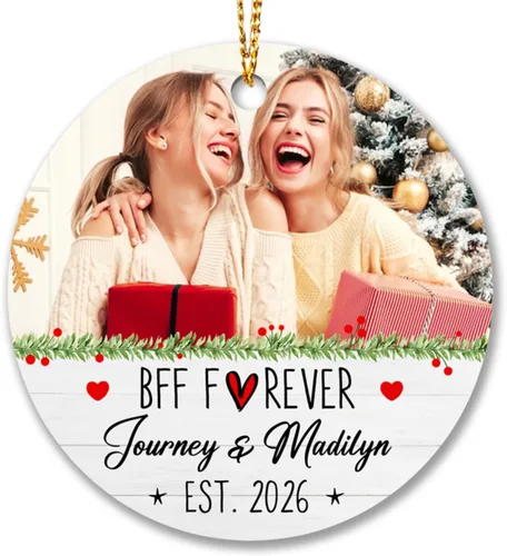 Vista 14 de Adornos de Navidad personalizados 2025 para amigas, regalos de adorno para la decoración del árbol de Navidad, regalo personalizado de Navidad