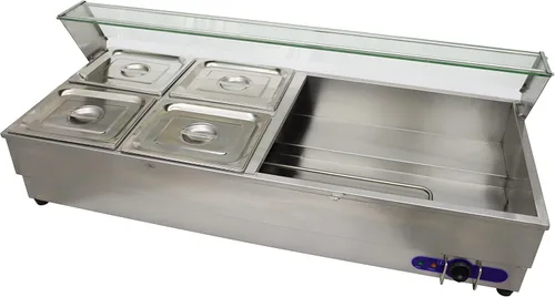 Vista 5 de INTSUPERMAI Calentador comercial de 8 sartenes de 6 pulgadas de profundidad para encimera, calentador de sopa de alimentos Bain Marie, calentador