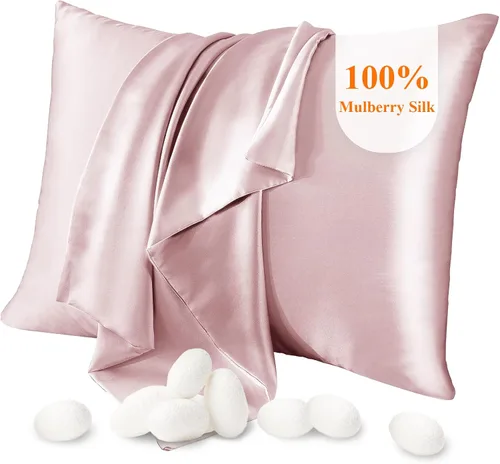 Vista 8 de Funda de almohada de seda 100% pura, 21 mommes, fundas de almohada de seda en ambos lados, tamaño King, Queen, estándar; funda de almohada de seda