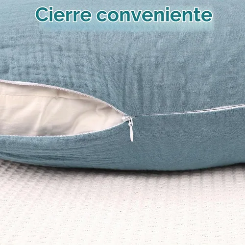 Vista 3 de Hooyax Juego de 2 fundas de almohada de muselina de lactancia, suaves y transpirables, fundas de lactancia para almohadas de lactancia, adorable Azul