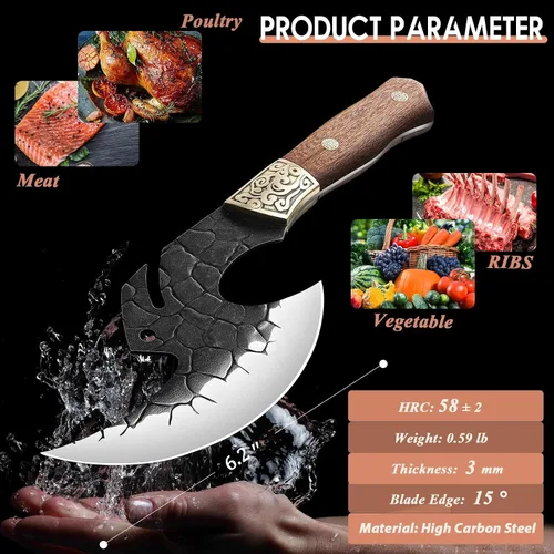 Vista 5 de ROCOCO Cuchillo de cuchillo vikingo para cumpleaños, diseño de hacha