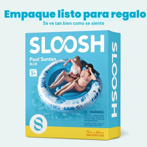 Vista 9 de SLOOSH Flotador inflable para piscina de bronceado, flotadores de piscina de 72 x 56 pulgadas para adultos con almohada, flotador redondo 4 en 1