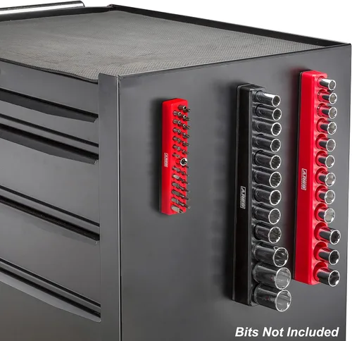 Vista 9 de ARES 60011 - Organizador de brocas hexagonales rojo de 37 agujeros con base magnética fuerte, mantén tus brocas favoritas de especialidad, taladro