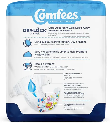 Vista 3 de Comfees - Pañal para bebé, talla 5, más de 27 libras, CMF-5, 108