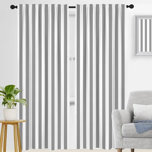 Vista 16 de zokyer Cortinas de ventana a rayas beige crema, modernas rayas verticales de 63 pulgadas de largo, 2 paneles, cortinas bohemias neutras para niños