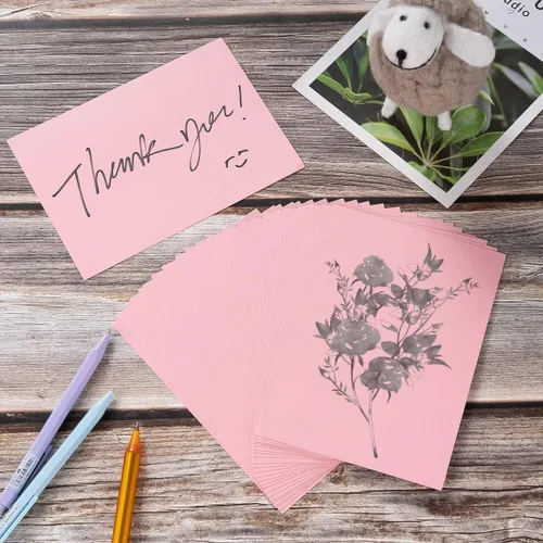 Vista 4 de Paquete de 100 tarjetas de papel grueso en blanco para invitaciones, tarjetas de felicitación, postales, fotos, papel grueso de 250 GSM