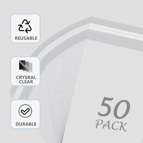 Vista 5 de Paquete de 50 bolsas de almacenamiento sin ácidos transparentes para impresiones artísticas de 8.5 x 11 pulgadas, imágenes, fotos, marcos mate
