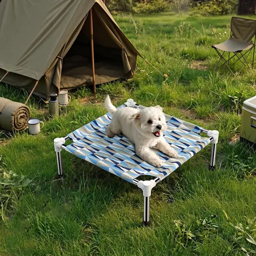 Vista 6 de Cama elevada para perros al aire libre - Cuna de perro de acero inoxidable de enfriamiento elevada para mascotas Cama portátil para mascotas