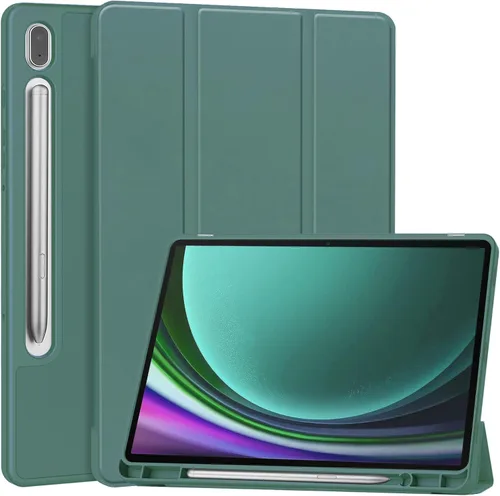 Vista 10 de Miimall Funda compatible con Samsung Galaxy Tab S9 2023, funda ultradelgada con triple soporte, de piel suave, poliuretano termoplástico duradero, a