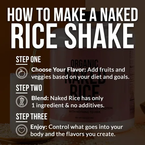 Vista 5 de Naked Rice 1 libra - Proteína orgánica de arroz integral, proteína vegana en polvo, sin OMG, sin gluten y sin soja. Proteína a base de plantas, sin