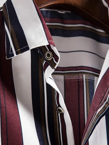 Vista 3 de Floerns - Camisas a rayas para hombre casuales de manga corta con botones